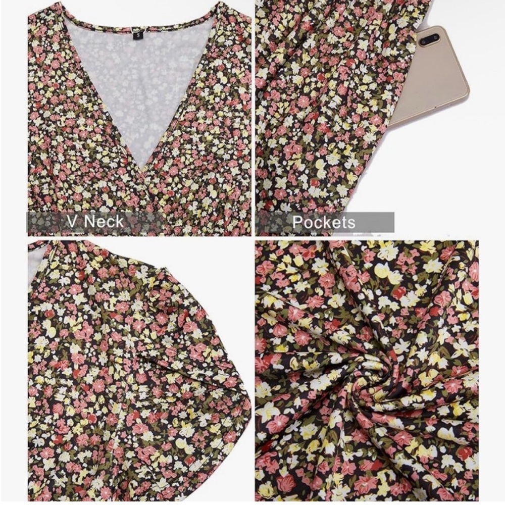 Ouges Women’s XL Maternity Dress Floral Maxi Pregnancy V Neck EUC - Picture 2 of 4